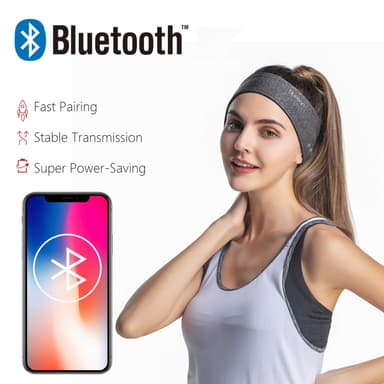 Pannebånd med Bluetooth-hodetelefoner og mikrofon Grå
