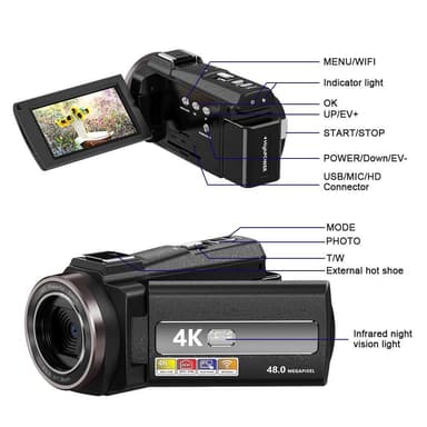 Videokamera m/16x zoom, IR nattsyn, fjernkontroll og 32 GB TF minnekort