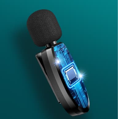 Trådløs lavaliermikrofon, clip-on mikrofon for opptak, TikTok, Live Stream
