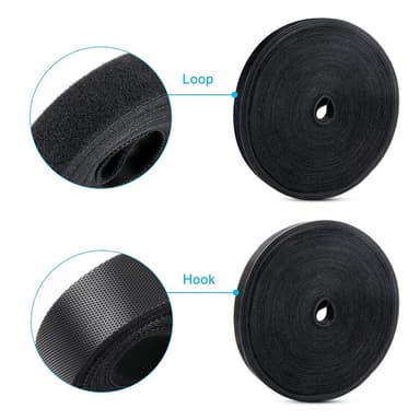 Rull med selvklebende borrelås-stropp for kabelføring 10 m / 2 cm, sort