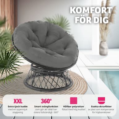 Lenestol poly rotting roterbar Gargano - svart