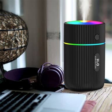 Luftfukter med fargerik LED-lampe, sort