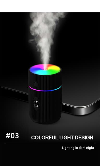 Luftfukter med fargerik LED-lampe, sort