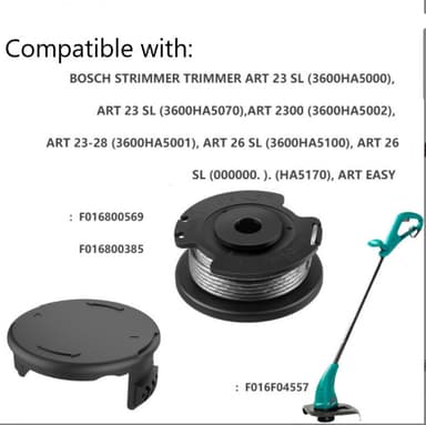 Trimmerspole for Bosch ART 23 SL/2300/23-28/26 SL/EASY gresstrimmer Sort