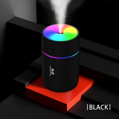 Luftfukter med fargerik LED-lampe, sort