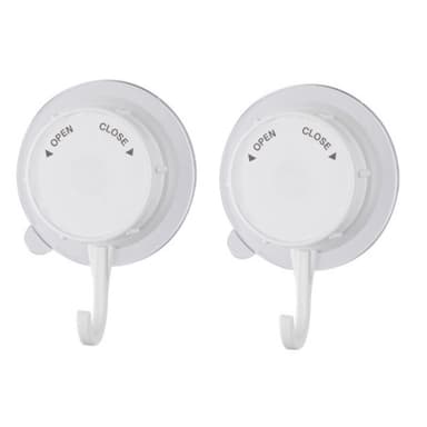 Kraftige sugekoppkroker 2-pack Hvit