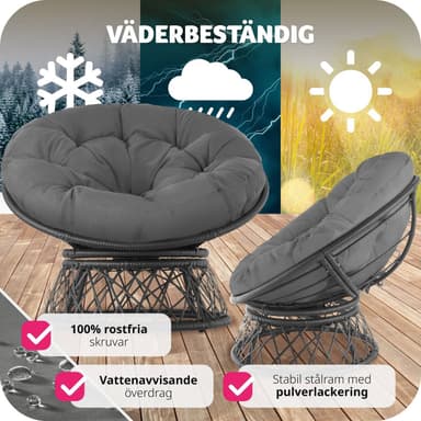 Lenestol poly rotting roterbar Gargano - svart
