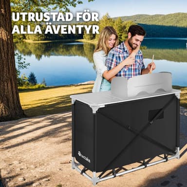 Campingkjøkken 116 × 52 × 107 cm - svart