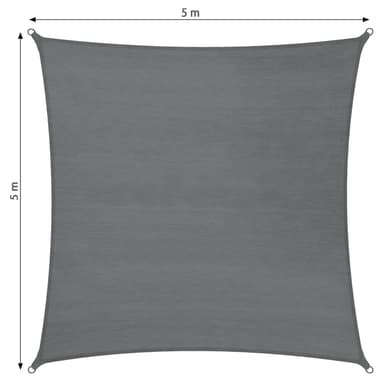 Solseil firkant, grå - 500 x 500 cm