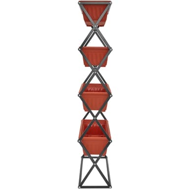 Vertikal blomsterkasse med 4 kasser 52x21x127cm - brun