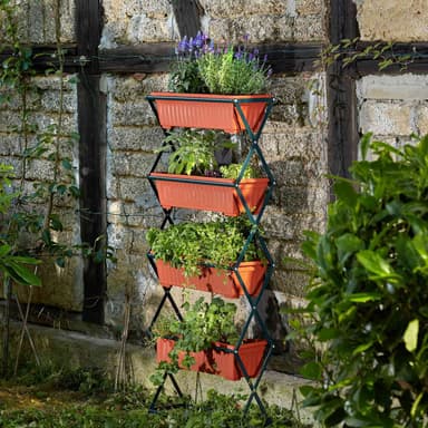 Vertikal blomsterkasse med 4 kasser 52x21x127cm - brun