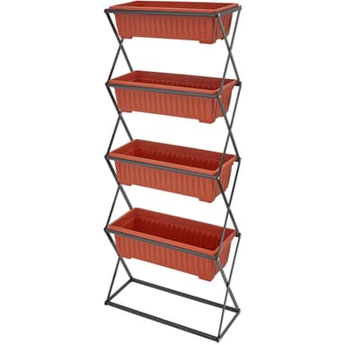 Vertikal blomsterkasse med 4 kasser 52x21x127cm - brun