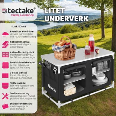 Campingkjøkken 97×47,5×56,5 cm - svart