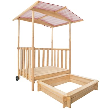 Sandkasse med tak 106x105x137cm - rød