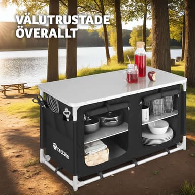 Campingkjøkken 97×47,5×56,5 cm - svart