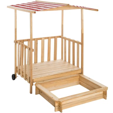 Sandkasse med tak 106x105x137cm - rød