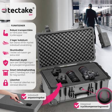 Transportkoffert med hjul og teleskophåndtak - 34,5 x 23 x 56 cm