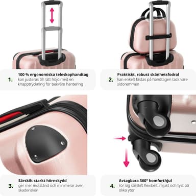 Koffert sett Pucci 4 deler - roségull