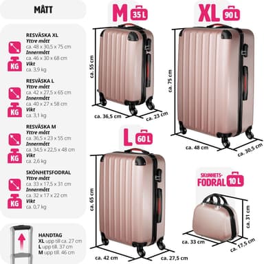 Koffert sett Pucci 4 deler - roségull