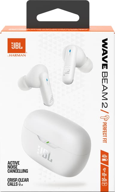 JBL Wave Beam 2 helt trådløse in-ear hodetelefoner (hvit)