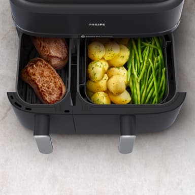 Philips 5000 Series Dual Basket airfryer med damp NA552/00 (sort)