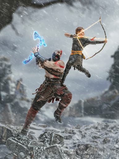 Iron Studios God of War actionfigur (Kratos & Atreus)