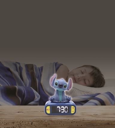 Disney Stitch Vekkerklokke med nattlys og lyd.
