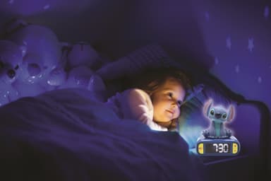 Disney Stitch Vekkerklokke med nattlys og lyd.