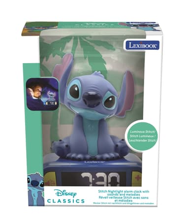 Disney Stitch Vekkerklokke med nattlys og lyd.