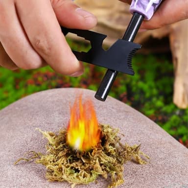 Camp Fire Starter Flint Scraper Fire Rod Striker flaskeåpner