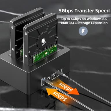 Maiwo K3082H USB 3.1 Gen1 5Gbps Docking Station for 2.5-3.5 SATA HDD SSD Opptil 14TB med støtte for UASP 3XUSB3.1 HUB
