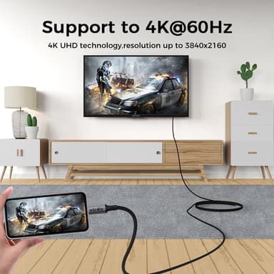 NÖRDIC 5m USB 3.2 Gen 2 USB-C til C nylonflettet kabel PD3.1 240W 20G 4K60Hz grå