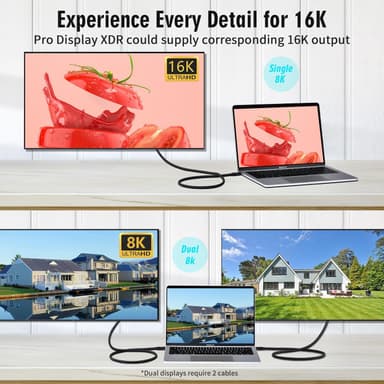NÖRDIC 50cm Thunderbolt 5 kabel 80Gbps dataoverføring 240W lading 120Gbps båndbredde 16K60Hz 8K60Hz 4K540Hz