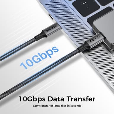 NÖRDIC 5m USB 3.2 Gen 2 USB-C til C nylonflettet kabel PD3.1 240W 20G 4K60Hz grå