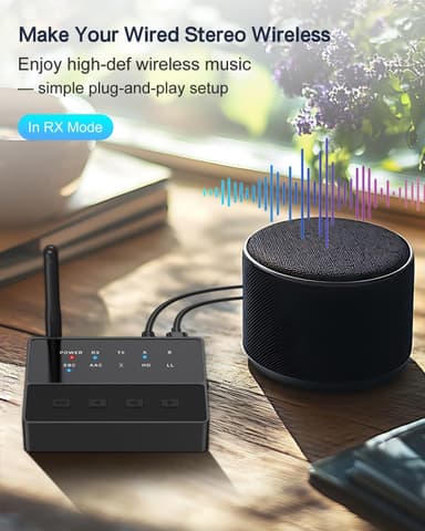 NÖRDIC Bluetooth 5.3 Mottaker Sender aptX aptX HD for 2 Hodetelefoner, AUX/RCA