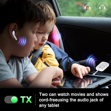 NÖRDIC Bluetooth 5.4-sender og mottaker for fly og TV, opptil 2 enheter, støtte for aptX LL, aptX Adaptive, aptX HD