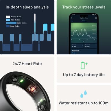 Oura Ring Gen3 Horizon smartring størrelse 8 (Stealth)