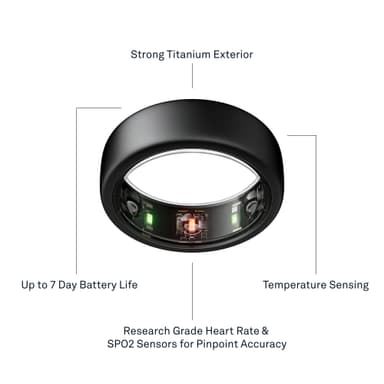 Oura Ring Gen3 Horizon smartring størrelse 8 (Stealth)
