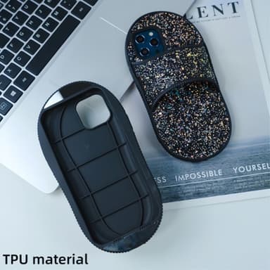 Til iPhone 15 Pro TPU-deksel Tøfler Stilstativ Anti-fall Telefonveske
