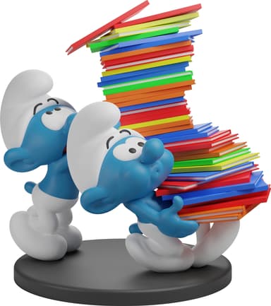 Plastoy Smurf samlefigur (Smurf with Stack of Comics)