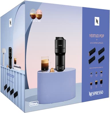 Nespresso Vertuo POP kapselmaskin fra DeLonghi verdipakke ENV90.B
