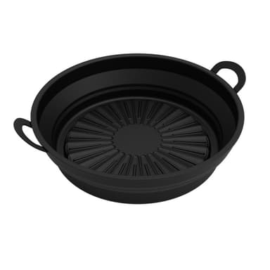 Sammenleggbar rund silikonskål for Air Fryer Sort 21.6 cm