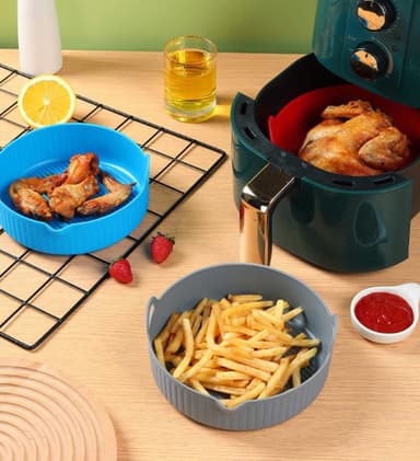 Rund Air Fryer silikongryte 18,5 cm Grå