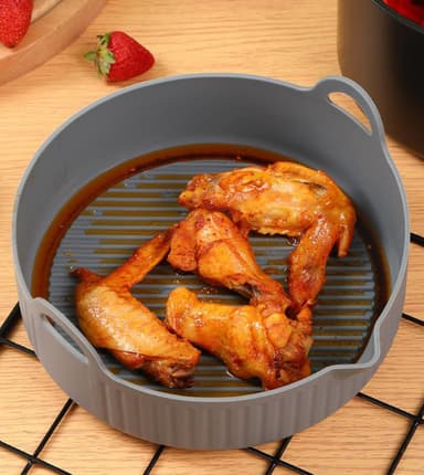 Rund Air Fryer silikongryte 18,5 cm Grå