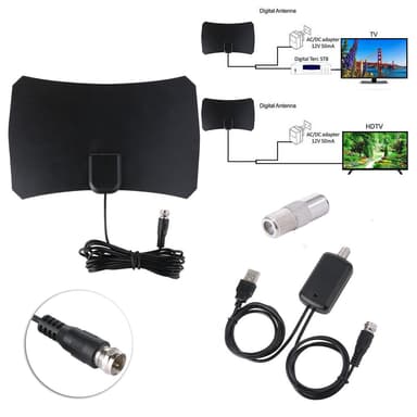 Innendørs antenne for full HDTV-mottak 25 dB - svart 14x22cm