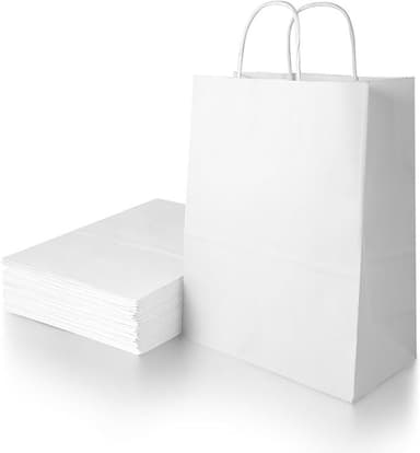 Gaveposer av papir med håndtak 10-pakning Hvit