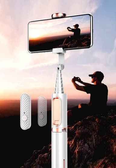 Selfiestang / Tripod Aluminium - uttrekkbar og med fjernkontroll - sølv