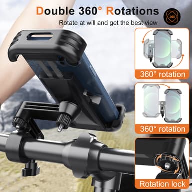 Sammenleggbart styretelefonfeste 360° rotasjon Passer for sykkelmotorsykkel Sort