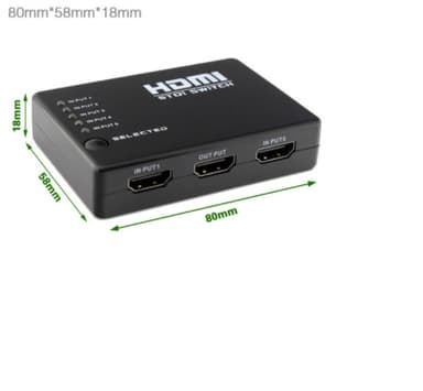 HDMI Switch 5x1 med fjernkontroll