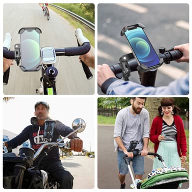 Sammenleggbart styretelefonfeste 360° rotasjon Passer for sykkelmotorsykkel Sort